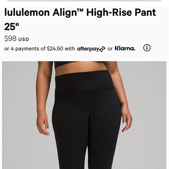 Lululemon Align black 25” size 6 - Picture 8 of 9